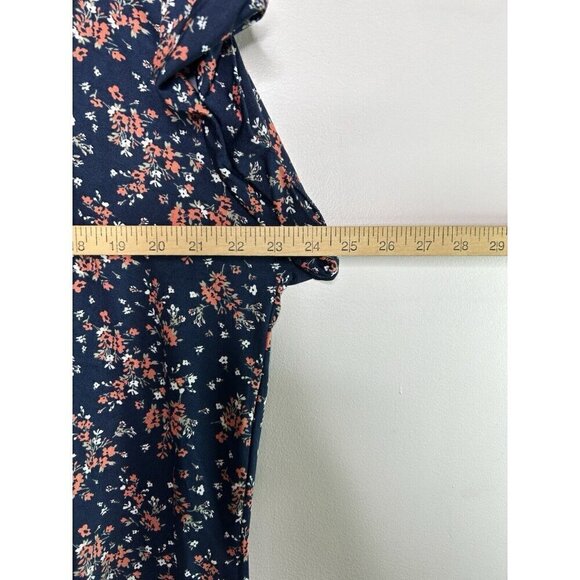 AUW Women’s Plus Blue Orange Floral Short Sleeve Bohemian Blouse Size 2X - Picture 8 of 10